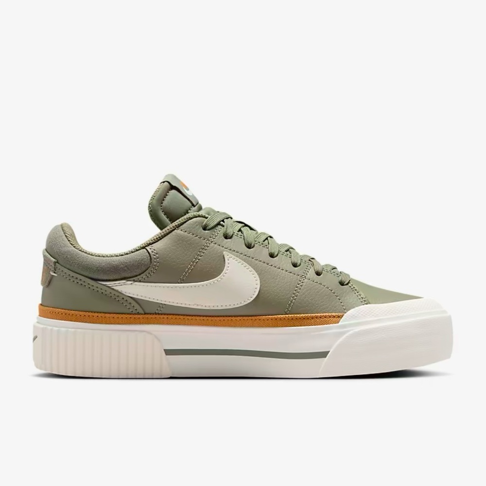 Nike Green Platforms with Thick White Sole and Monochromatic Laces